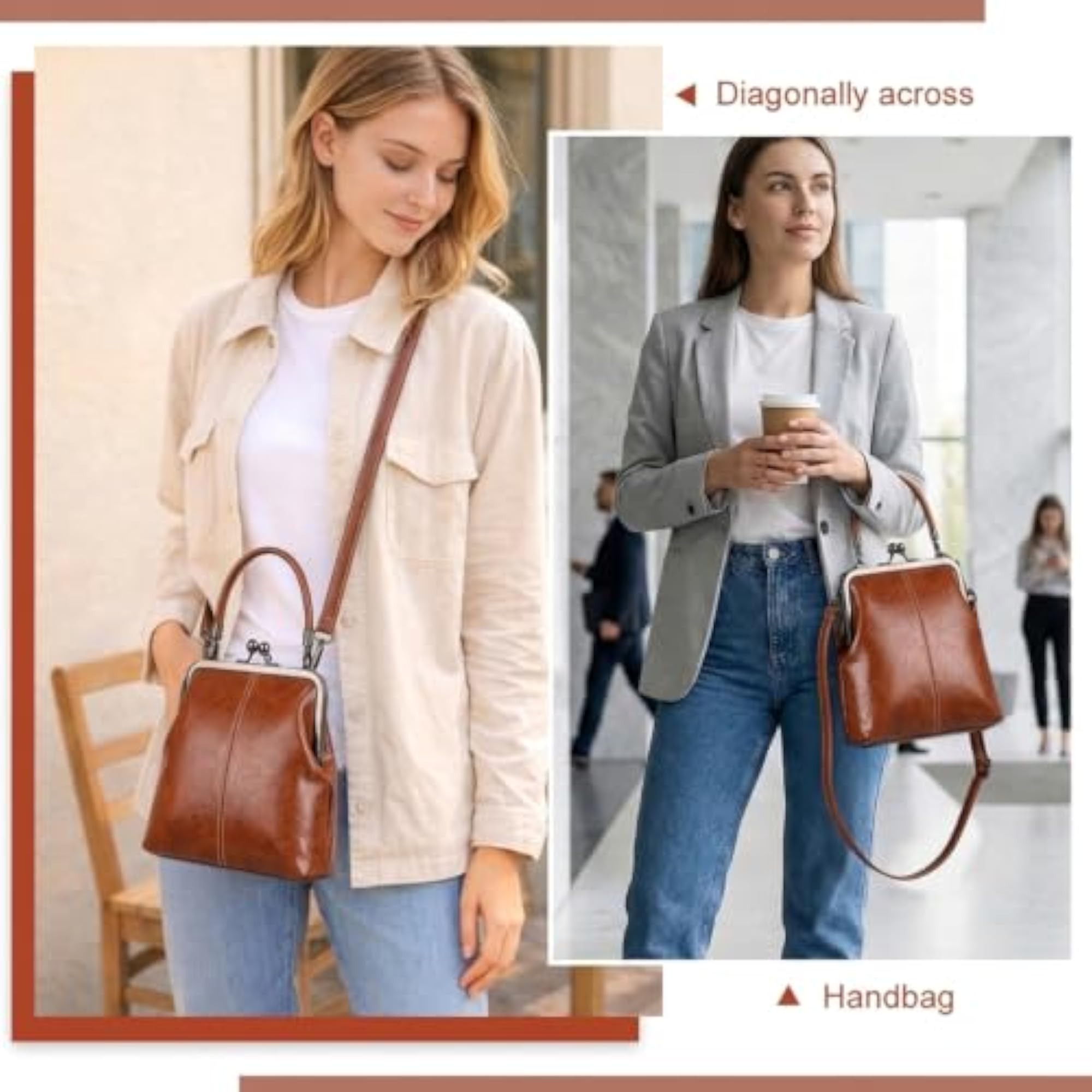 Sling Bag Vintage PU Leather Crossbody Purse